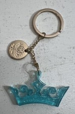 Disney Parks Keychain Princess Crown Teal Glitter Jasmine NEW No Tag