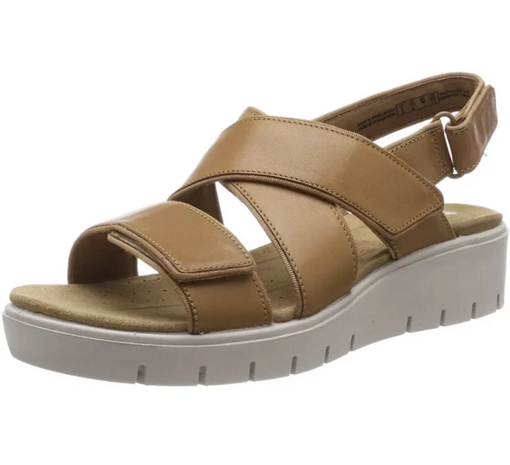 Clarks Ladies Sandals UN KARELY DEW Light Tan Leather UK 4 D EU 37