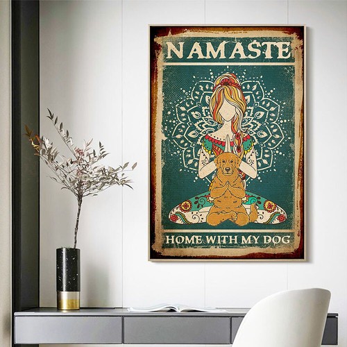Namaste With My Dog Lona Pared Carteles Impresión Imagen Decoración | eBay