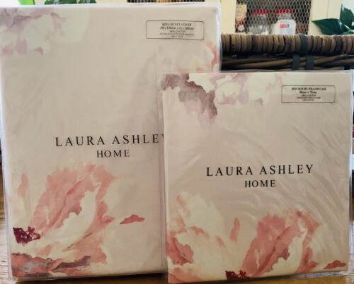 New Laura Ashley King Duvet And 2 Pillowcases Leoni Blush Rare