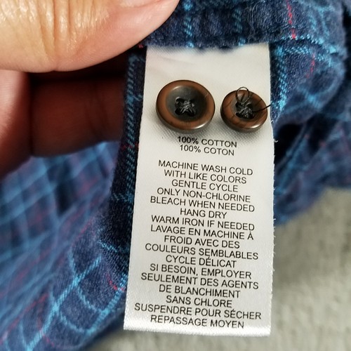 Camisa Untuckit Para Hombres 3XL XXXL Grande Azul Franela Abotonada a Cuadros - Imagen 6 de 9
