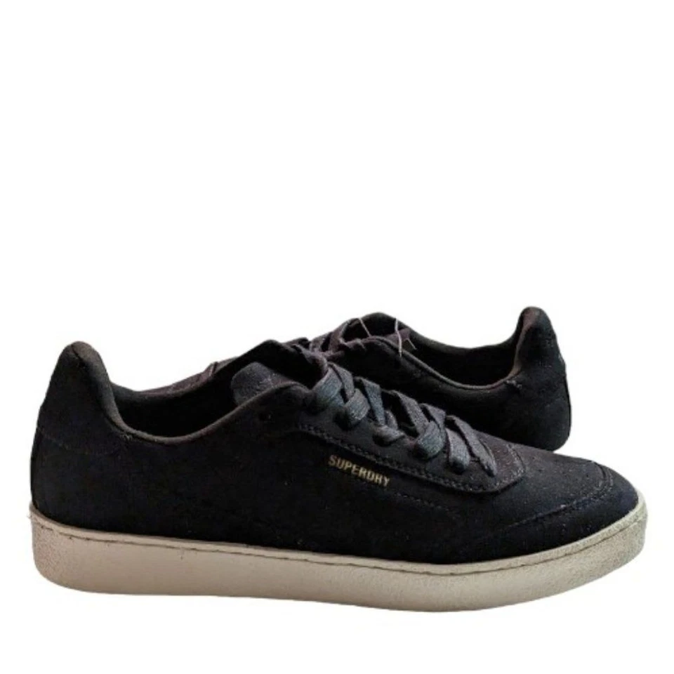 Superdry Vegan Retro Sleek Black Faux Suede Classic Sport Trainers Size 8 NWT - Image 2 of 4