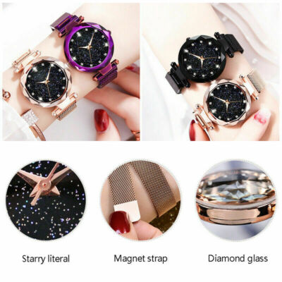 Sternenhimmel Uhr Magnetband Gratis Schnalle Edelstahl für Frauen Dame Geschenk 