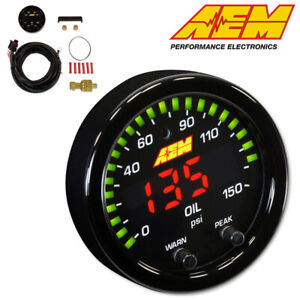 AEM Electronics 30-0307 X-Series Oil Pressure Gauge Black Bezel and Faceplate