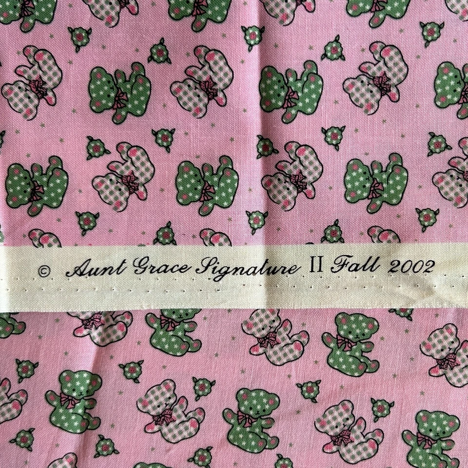 Aunt Grace Fabric Judie Rothermel Teddy Bears on Pink 2Y x 44 W Marcus Bros 2002 - Image 4 of 4