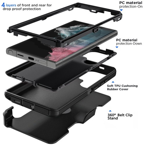 For Samsung Galaxy S22/S22+/S22 Ultra 5G Case Heavy Cover Clip Screen Protector - Picture 9 of 59
