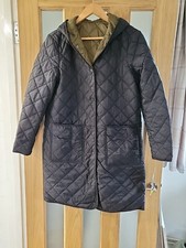 Weatherproof Ladies Reversible Quilted Long Jacket Black/loden Size Small *bnwt*