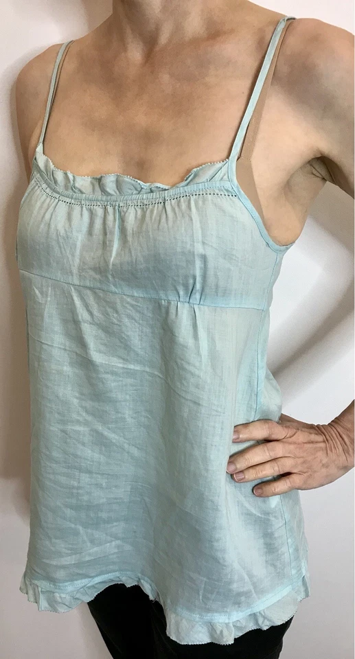 Top camisero Lee Mathews talla 1 8 XS azul claro de lino diseñador australiano Foto 4 de 4