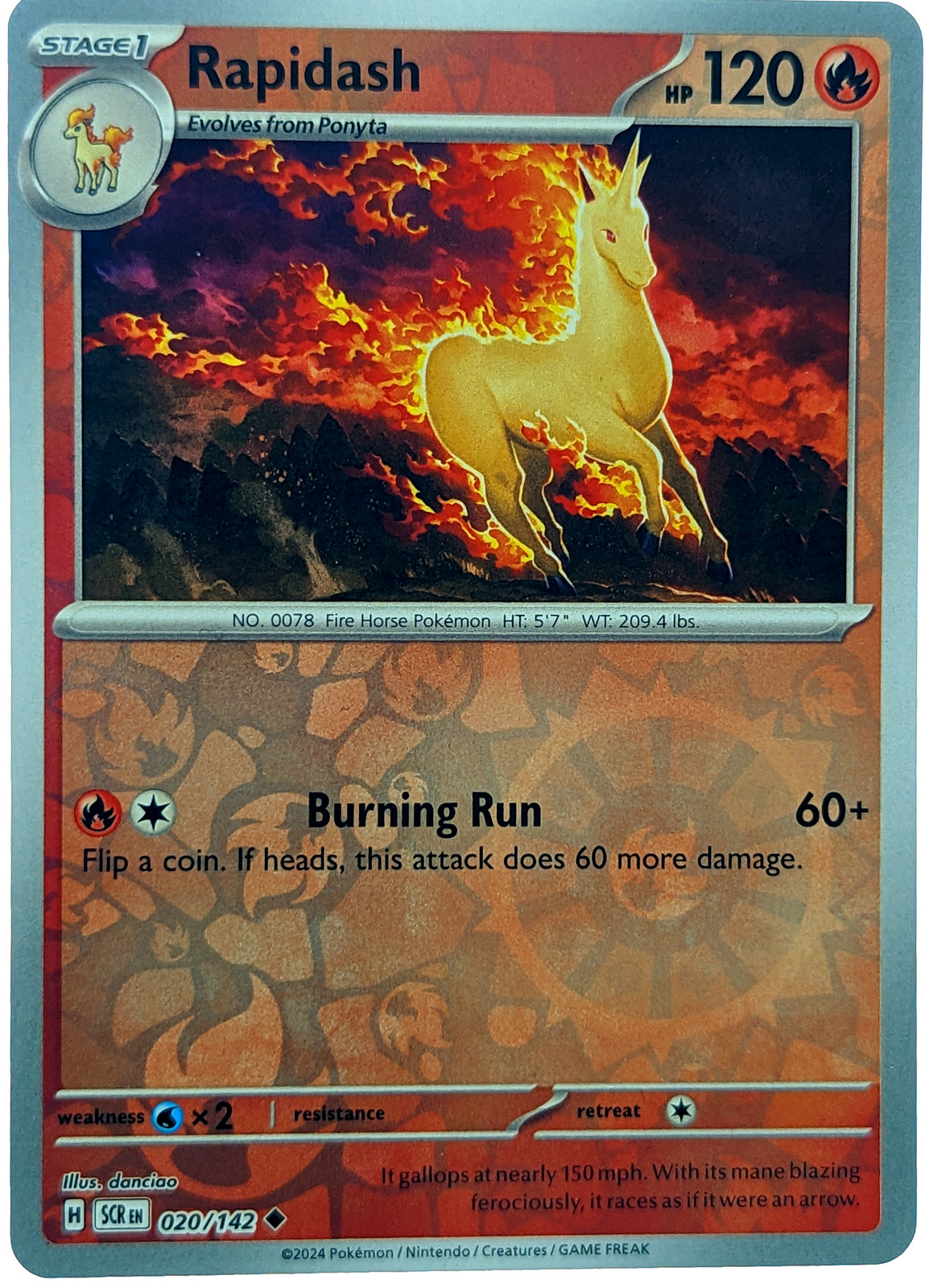 Rapidash 20/142 Reverse Holo Stellar Crown - Pokemon TCG - Mint