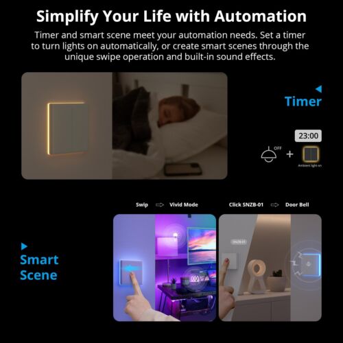 SONFF T5 Smart Full Touch Wandschalter 86 Typ LED Lichtschalter 1/2/3 Gang Stimme - Bild 11 von 36