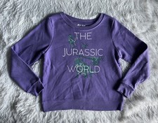 Jurassic World Sweatshirt Girls Medium 7-8 Purple Pullover Shirt Fleece