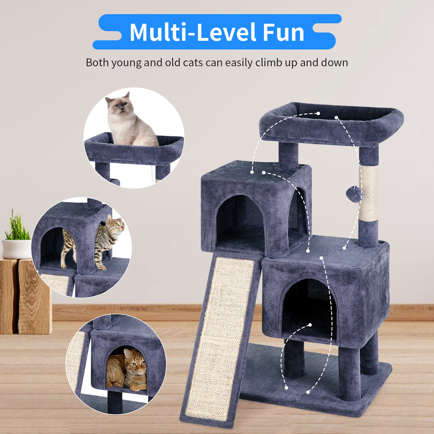 36 inches Cat Tree for Indoor Cats Cat Tower with Scratching Posts ...