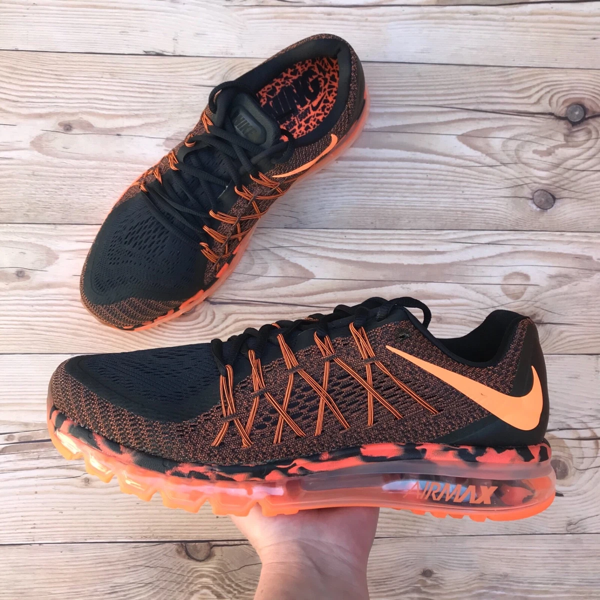 *New* Nike Air Max 2015 Premium Black/Total Orange Men’s Size 9, Size 11.5  RARE!