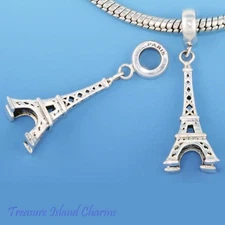 Eiffel Tower Paris France 925 Sterling Silver European Dangle Bead Charm Euro
