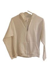 Hanes Youth Size XL 14-16 White Hoodie Hooded Sweatshirt Full Zipper READ