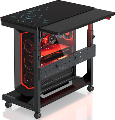 Height Adjustable Computer Tower Stand, 2-Tier PC Stand CPU Holder under Desk Ga