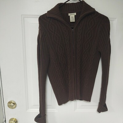 St Johns Bay Brown Sweater Size Small Zipper Front