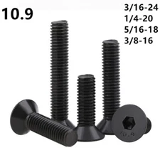3/16 1/4 5/16 3/8 Hex Socket Bolt Countersunk Flat Head Screws Black Alloy Steel