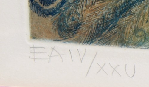 FRANCOISE DEBERDT French Naive Artist's Proof Etching Ed of 25 Bird & Feathers - Picture 7 of 9