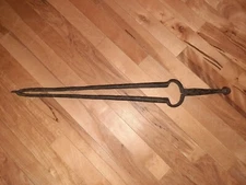 1800's Wrought Iron Fireplace 29" Long Tongs Tool Hand Forged Antiques