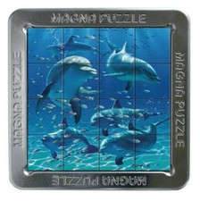 3D Magna Puzzle DOLPHINS - Magnet tiles with tin storage case.