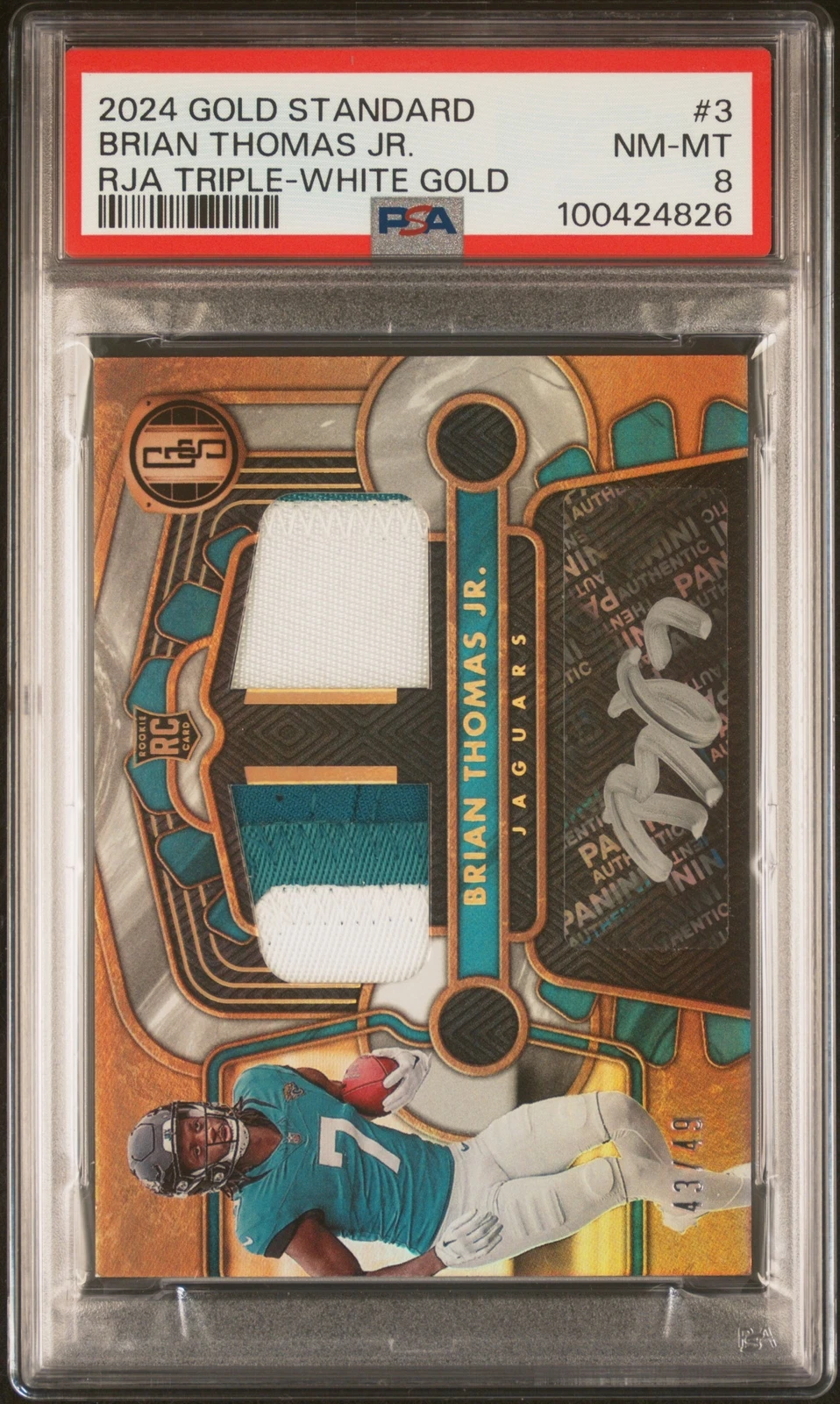 Brian Thomas Panini Gold Standard Rookie Jersey Autographs Triple #3 White Gold