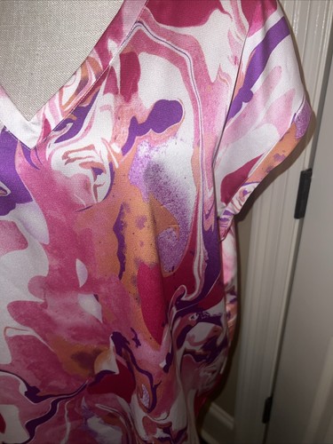 Jodifl Pink V Neck Flutter Short Sleeve Blouse SIZE M Hi Lo - Picture 2 of 9