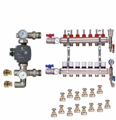 FUSSBODENHEIZUNGSVERTEILER -2-10 ANSCHLÜSSE + EUROCONE + UPM3 PUMPENPAKET