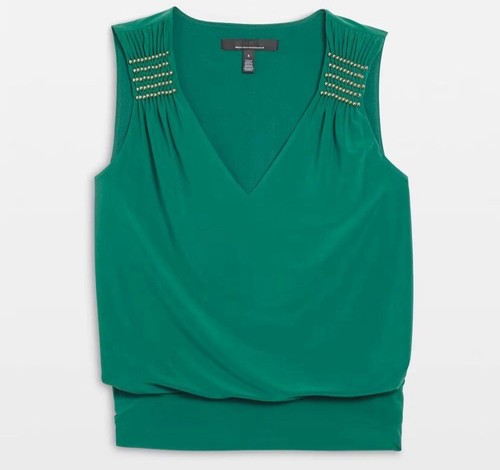 White House Black Market WHBM Beaded Matte Jersey Tank Women’s Large (L) Teal