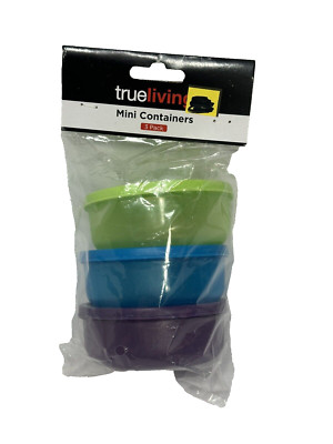 true living mini small containers with lids 3 pack green blue purple