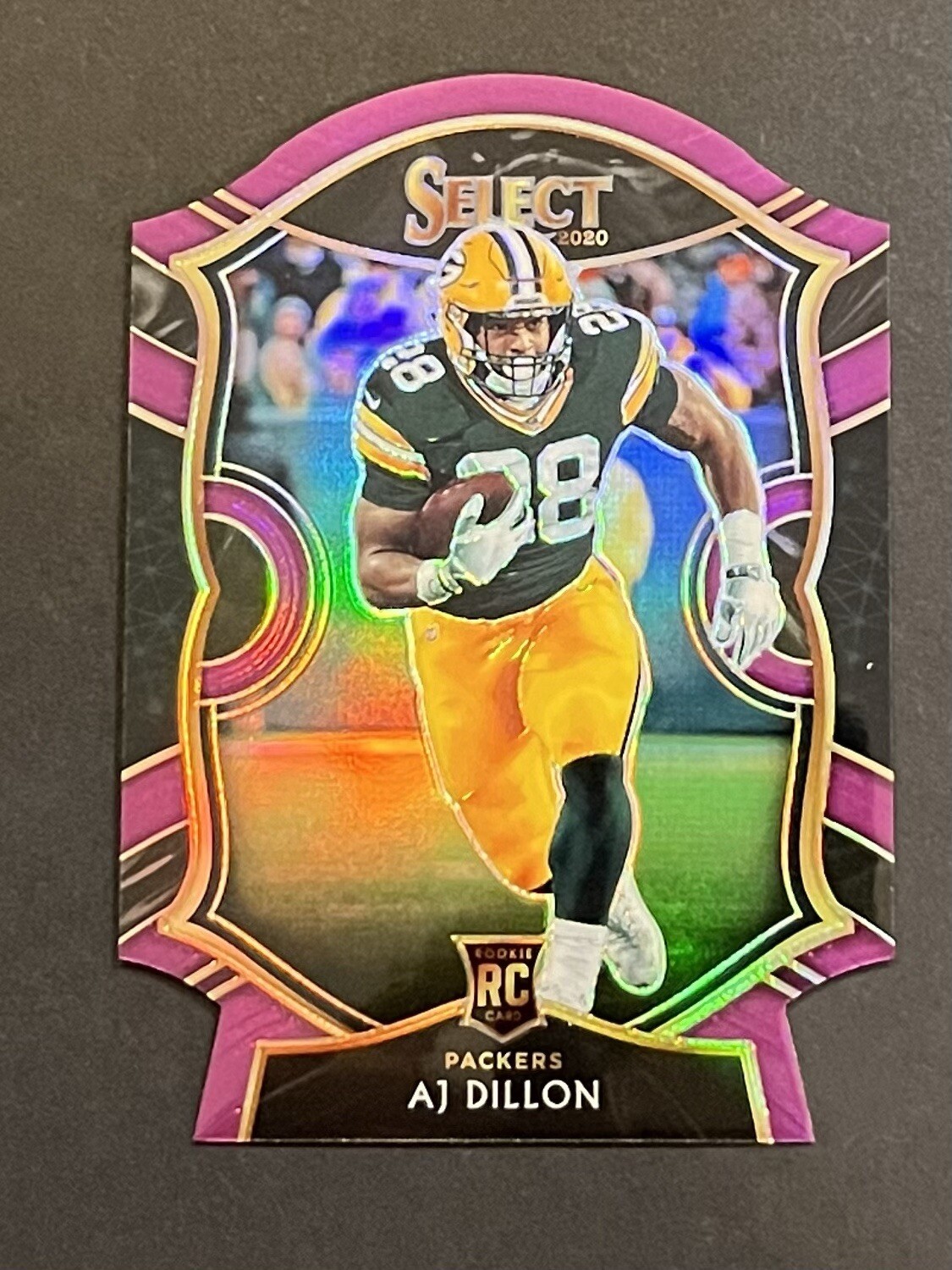 2020 Panini Select - Concourse Purple Prizm Die-Cut #65 AJ Dillon (RC)