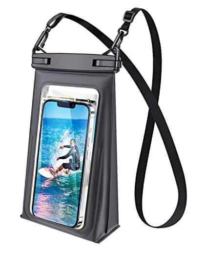 [10X Super Floating] [Expandable Space] Large Waterproof Phone Black,up to 7