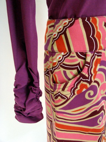 KC Parker Shirt Skort Set Girls 14 Purple Long Sleeve Knit Top Retro Pop Art - Picture 2 of 9