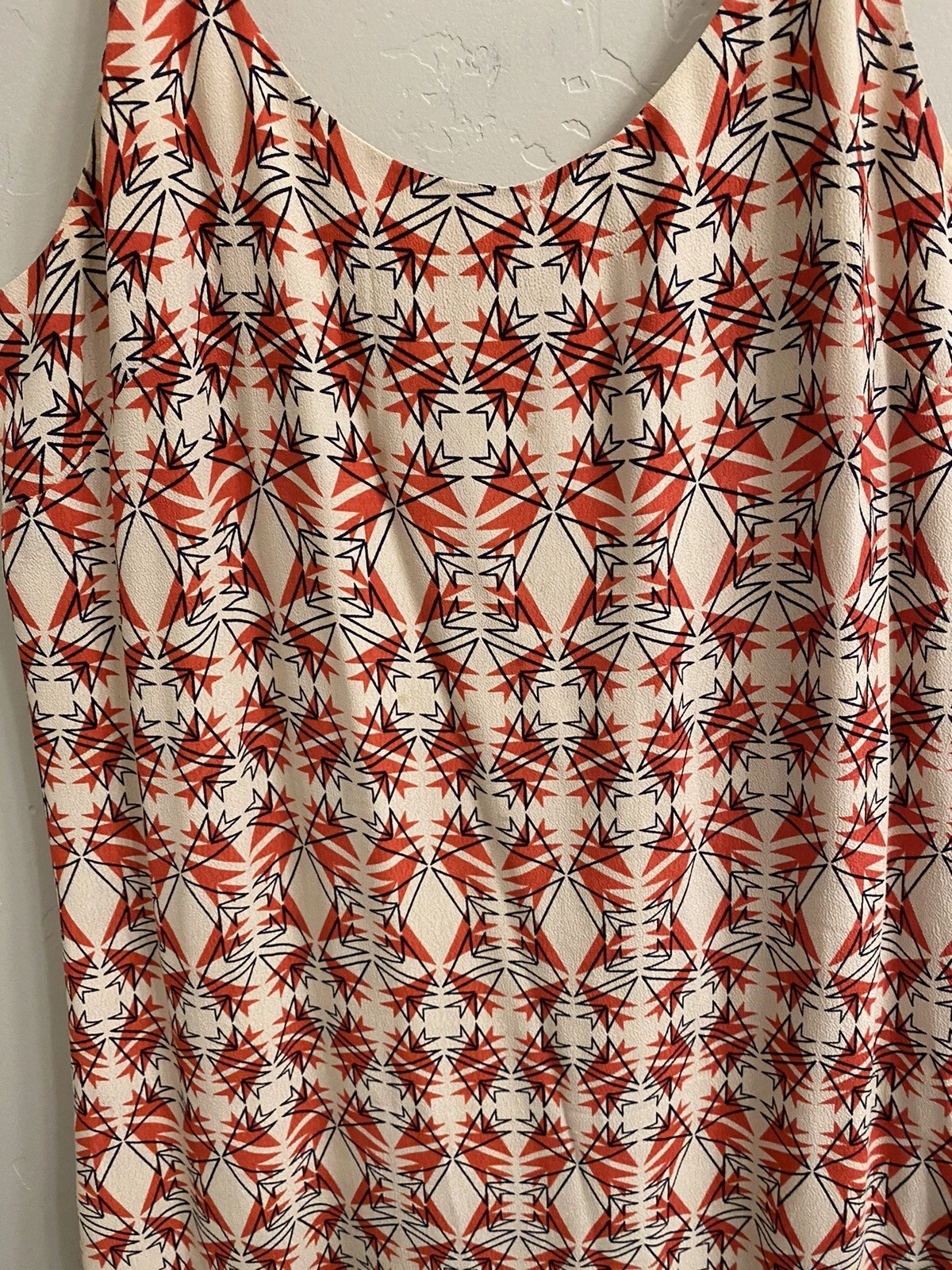 VETEMENTS CABI Batik Abito Slip Donna Taglia S Rosso Panna Stampa Cambio Chiffon #870