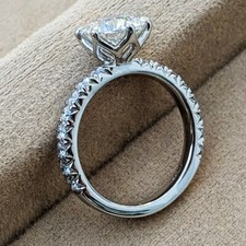 2.58TCW Round Cut Moissanite Hidden Halo Engagement Ring 14k White Gold Plated