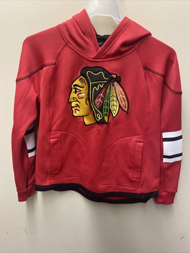 NHL REEBOK FACE OFF APPAREL Chicago Blackhawks Hoodie Kinder Größe M 10-12 Logo