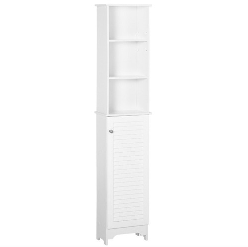 Tall Bathroom Storage Cabinet Home Freestanding Linen Tower with 3-Tier Shelf