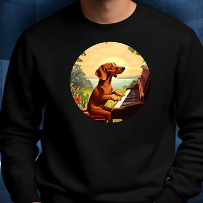Dachshund Plays Piano Sweatshirt Cosy And Perfect For Any Occasion S to 4XL