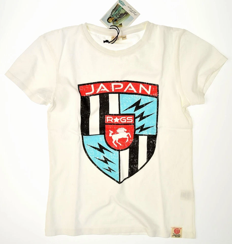 JAPAN RAGS  ●●  weißes T-Shirt Vintage Print rot schwarz div. Größen  Neu m.Et. - Bild 1 von 1
