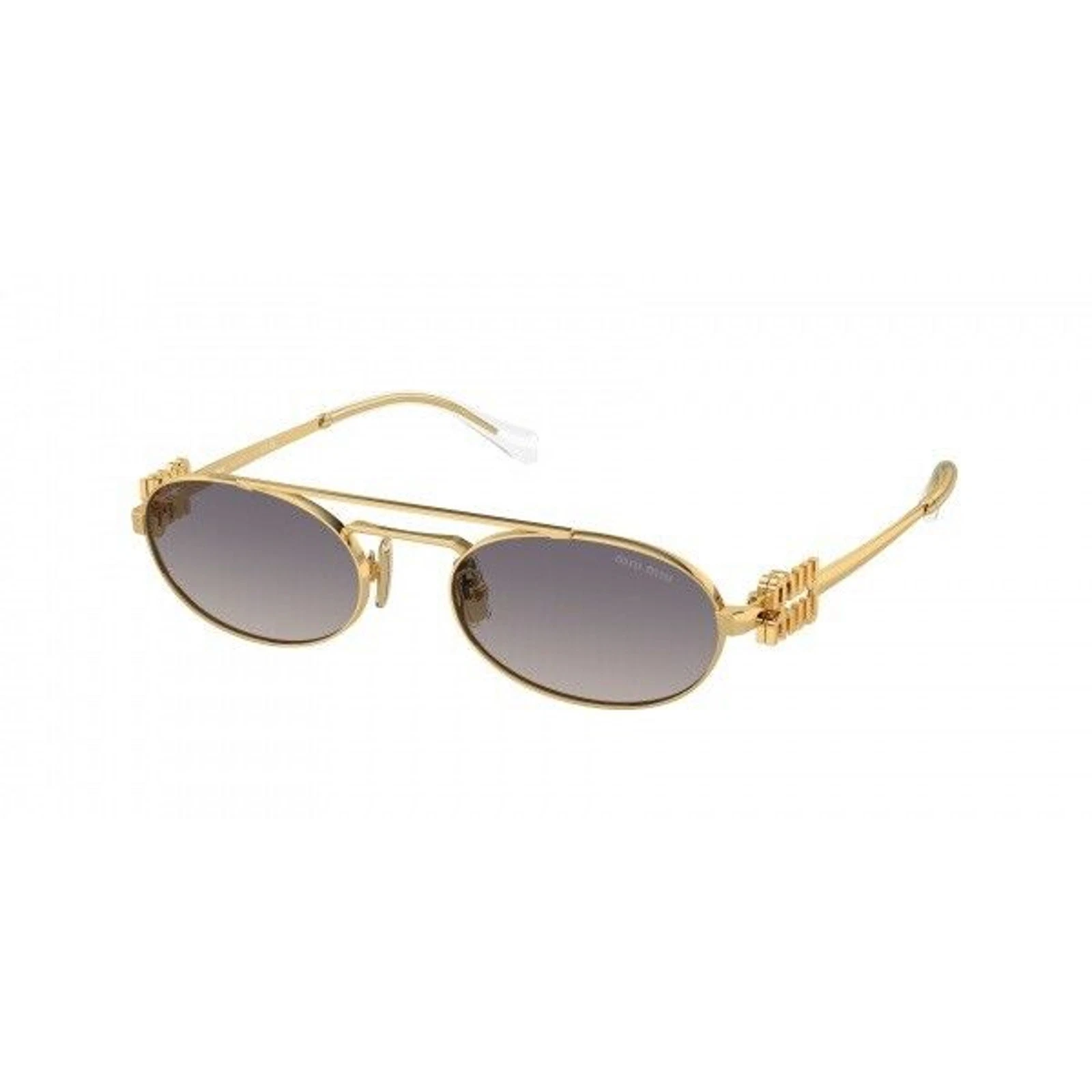Miu Miu — MIU MIU MU 54ZS 5AK30C Gold Grey Gradient Lens Oval Women Sunglasses AUTHENTIC