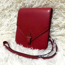 Hermes Thule Shoulder Bag Red Leather Vintage Used