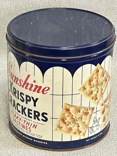 Vintage SUNSHINE KRISPY CRACKERS TIN Flaky-Thin Saltines Sunshine Biscuits N.Y. - Picture 8 of 14