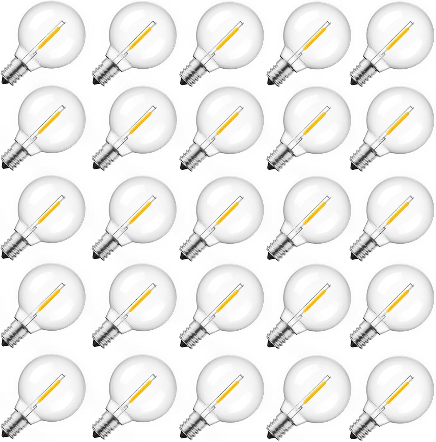 G40 Replacement LED Light Bulbs, 25 Pack Clear Globe Bulb Fi