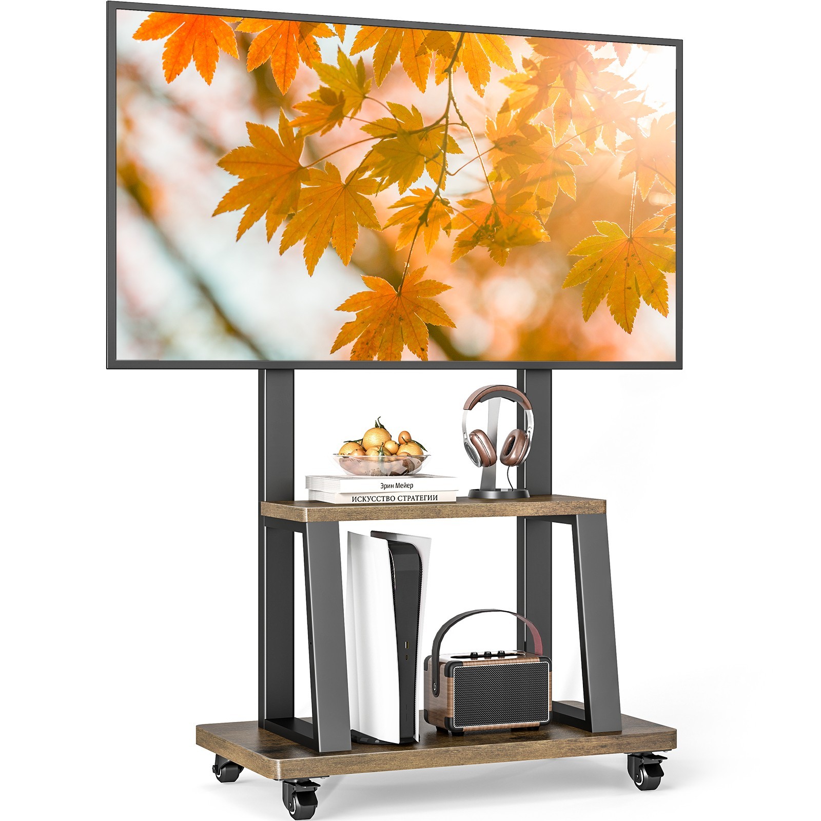 For 37-75 In Tvs With Storage Shelves Up To 150 Lbs, Walnut