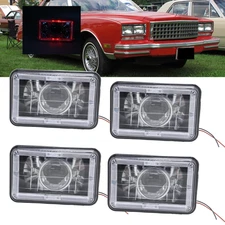 4PCS 4x6" LED Headlights Halo Sealed Beam For Chevrolet Monte Carlo 1980-1988