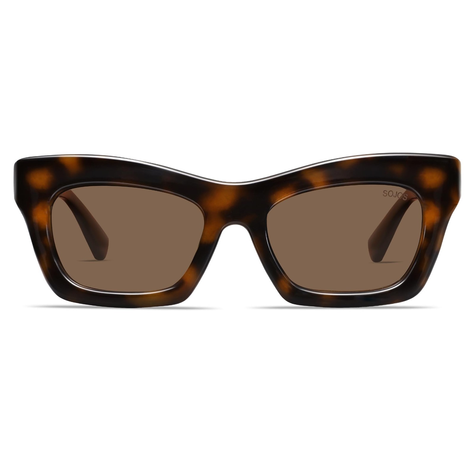 SOJOS Trendy Cat Eye Polarized Sunglasses for Medium, Dark Tortoise/Brown