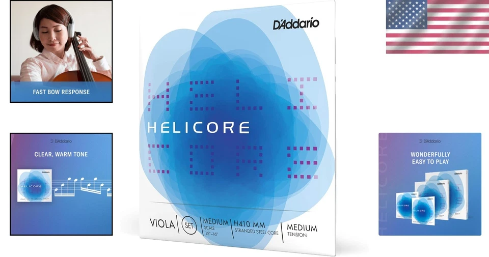 4-Pack Medium Scale Helicore Viola Strings - Exceptional Playability & Warm Tone - Image 2 of 4