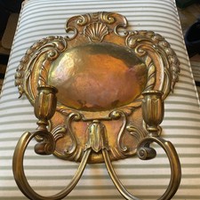 Rare massive  Arts Crafts Beaten Copper Wall Sconce  candle Aesthetic