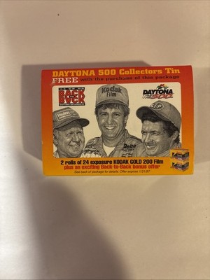 VTG Kodak Gold Film in Daytona 500 Collectors Tin~Petty, Yarborough, Marlin Seal