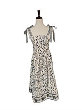 Joie Floral Cotton Garden Midi Dress Tie Shoulder A-Line Sundress Small